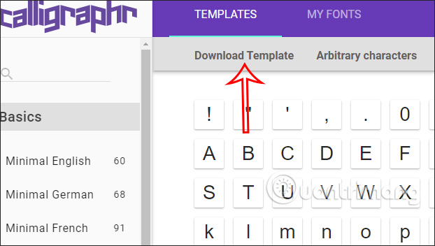 Tải mẫu font trong Calligraphr