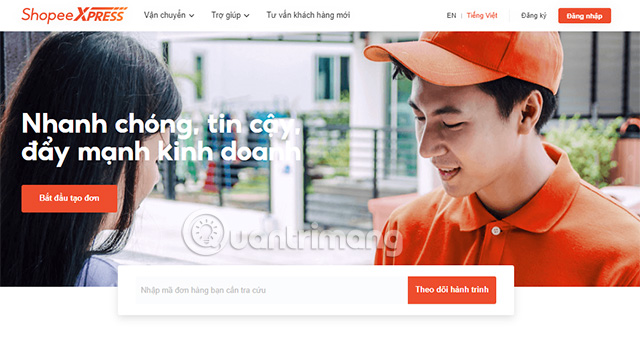 Giao diện chính của website Shopee Express
