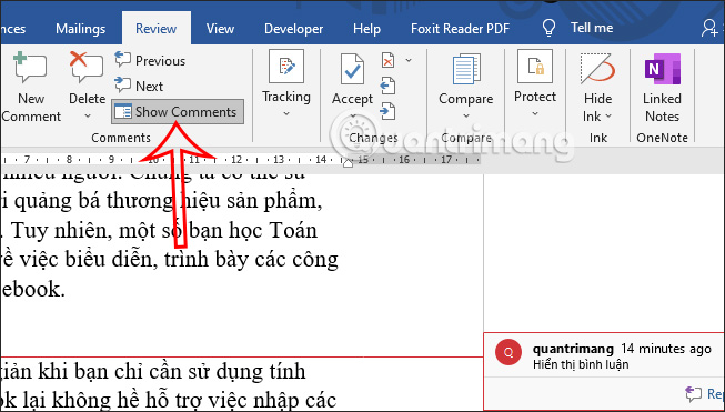 Cách ẩn và xóa comment trong Word