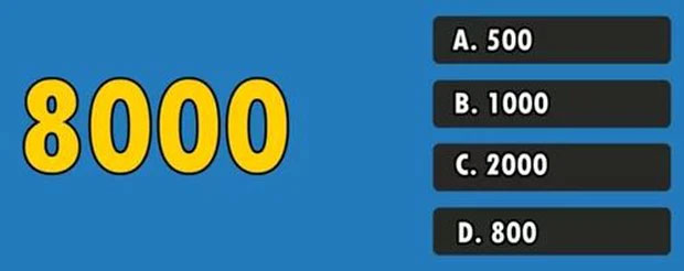 Một nửa của một phần tư của 8000 là bao nhiêu?