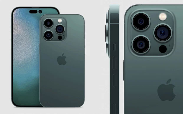 Hình ảnh iPhone 14 Pro được dựng từ bản vẽ kỹ thuật CAD bị rò rỉ (Ảnh: @aaple_lab)
