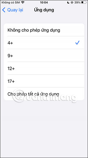 Chọn giới hạn độ tuổi ứng dụng iPhone