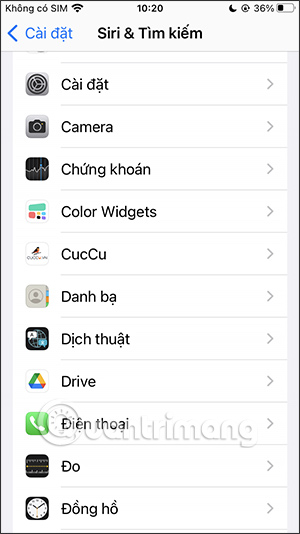 Chọn ứng dụng cần ẩn