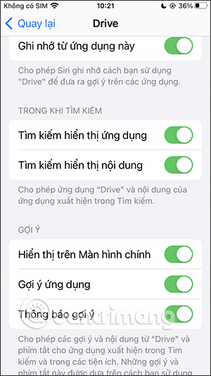 Tắt tất cả tìm kiếm trên iPhone