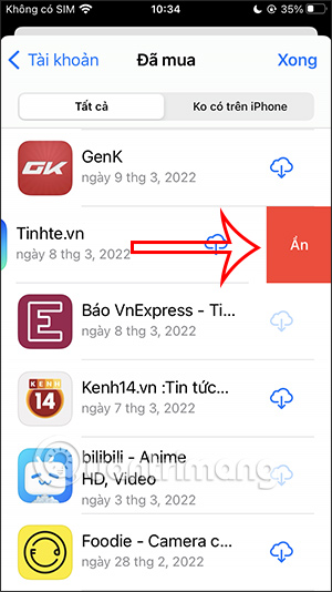 Ẩn ứng dụng đã mua trên App Store