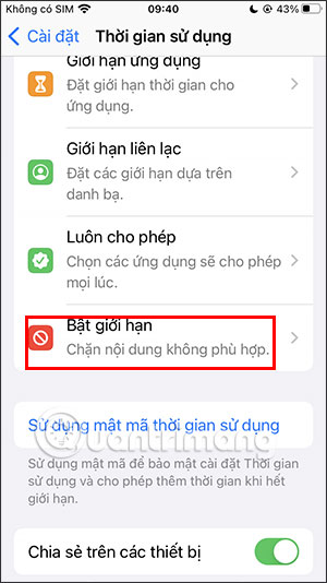 Bật giới hạn iPhone