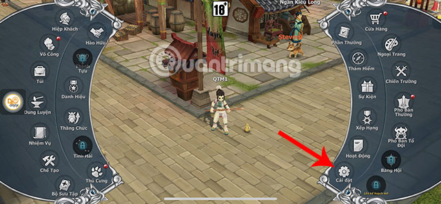 Chọn mục Cài đặt tại phía dưới bên phải màn hình.