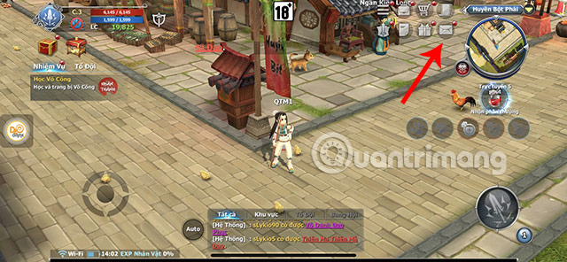 Tại giao diện chính của game, chọn biểu tượng thư.