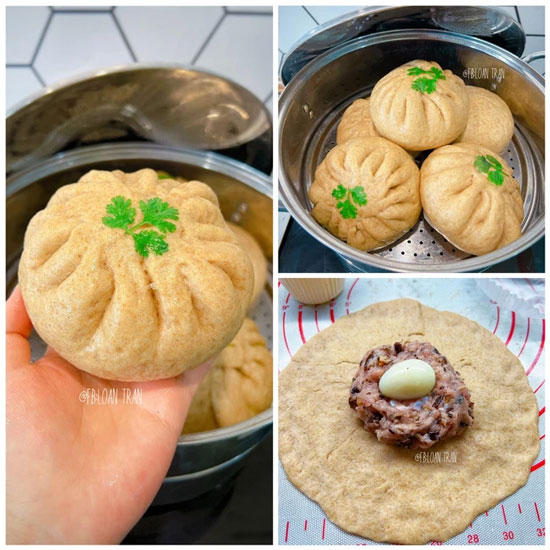 Bánh bao nguyên cám 1 trứng cút. 