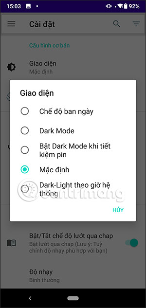 Chọn giao diện ứng dụng Đọc truyện tranh