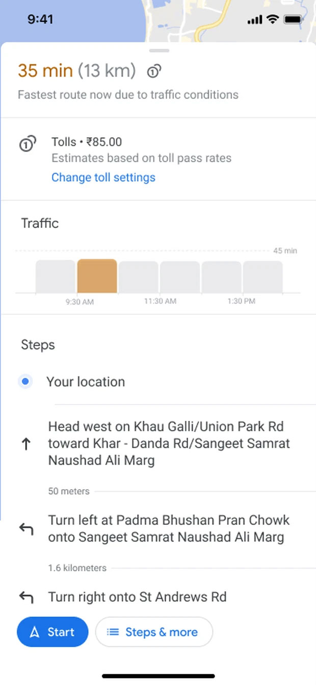 Mới đây, Google đã bổ sung tính năng tự động ước tính phí cầu đường