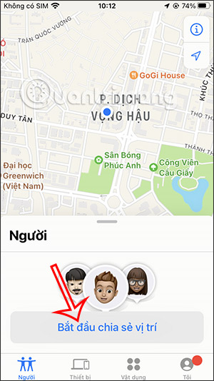 Chia sẻ vị trí iPhone