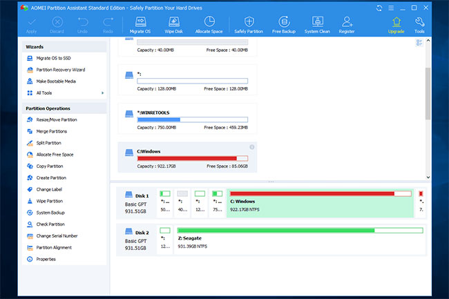 AOMEI Partition Assistant phiên bản Standard