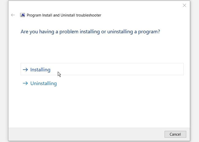 Select the Installing option