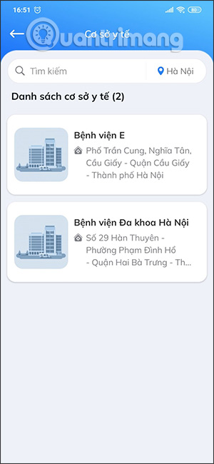 Danh sách bệnh viện Sổ sức khỏe điện tử