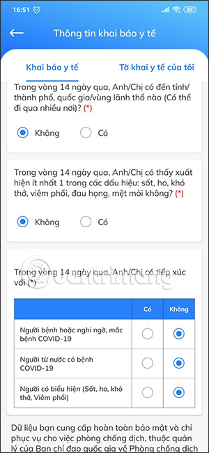 Kê khai thông tin