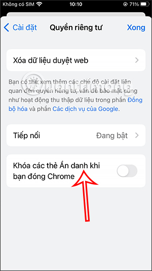 Bật khóa tab ẩn danh Chrome