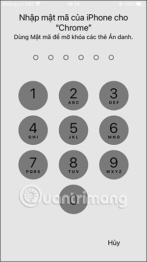 Nhập khóa tab ẩn danh Chrome