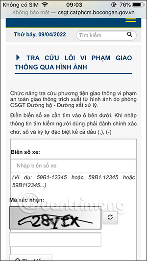 Nhập biển số xe cần tra cứu