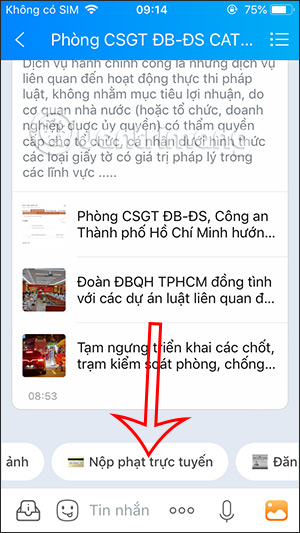 Nộp phạt trực tuyến trên Zalo