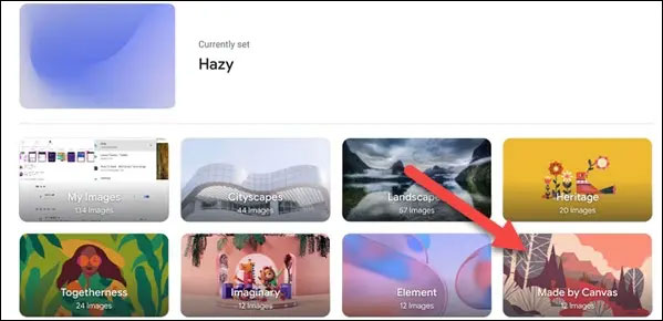 Chọn một trong các danh mục hình nền mà bạn muốn sử dụng. 