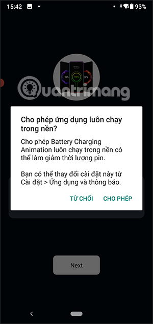 Chạy nền Battery Charging Animation