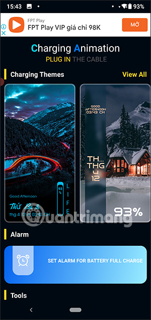 Theme sạc pin trên Battery Charging Animation