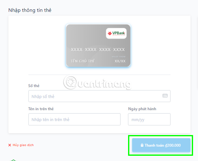 Tìm và chọn ngân hàng của bạn để tiến hành thanh toán.