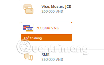 Chọn mục Visa, Master, JCB rồi nhấn Thanh toán ngay.