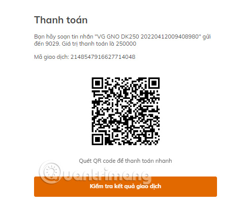 Soạn tin nhắn theo đúng cú pháp xuất hiện trên màn hình để nạp.