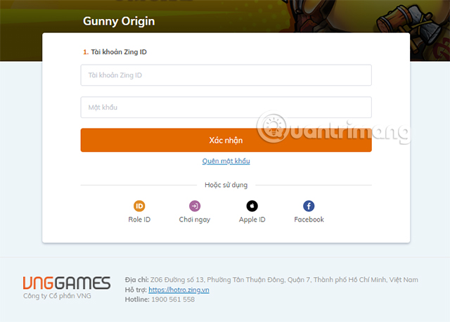 Đăng nhập tài khoản game của bạn