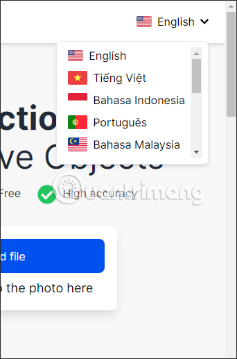 Đổi ngôn ngữ SnapEdit