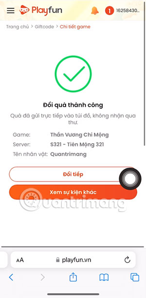 giftcode thần vương chi mộng