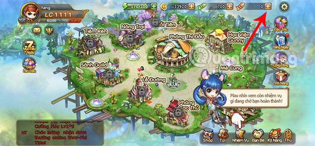 Tại giao diện chính của game nhấn vào dấu + tại mục Xu.