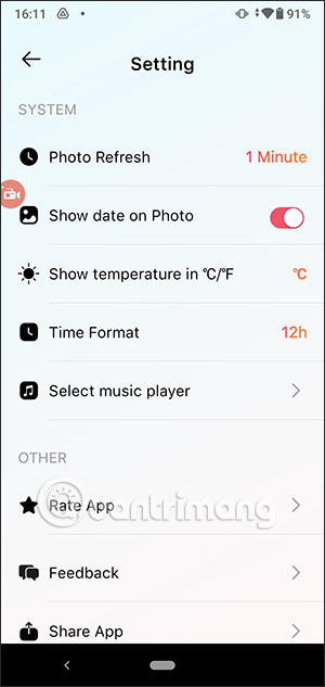 Cài đặt ứng dụng Laka Widget