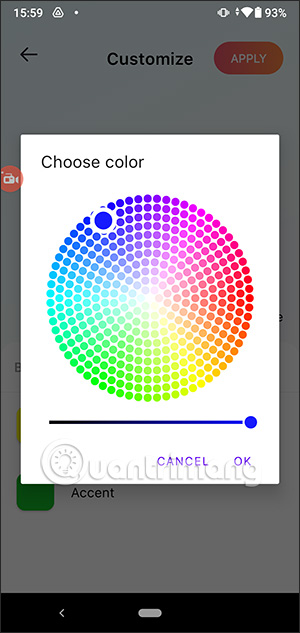 Chọn màu sắc widget