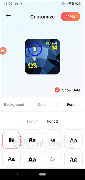 Thay đổi font widget