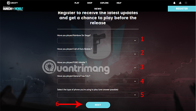 Điền thông tin khảo sát, sau khi hoàn thành nhất NEXT