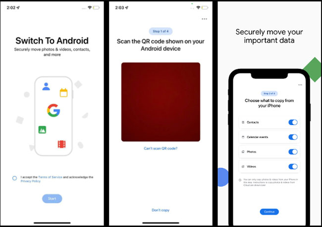 Những gì ứng dụng có thể sao chép từ iPhone sang điện thoại Android mới