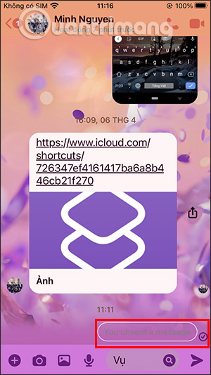 Tin nhắn Messenger đã thu hồi