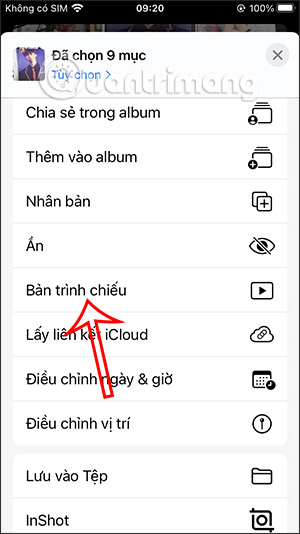 Chọn bản trình chiếu 