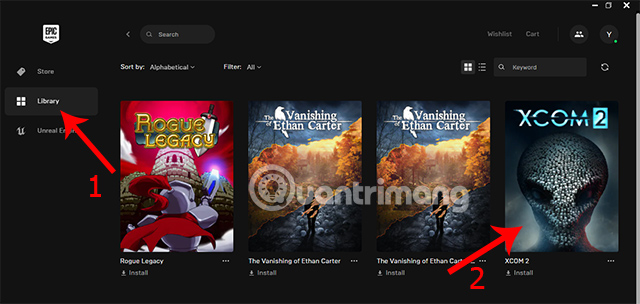 Trong mục Library của Epic Games Launcher, nhấn vào XCOM 2