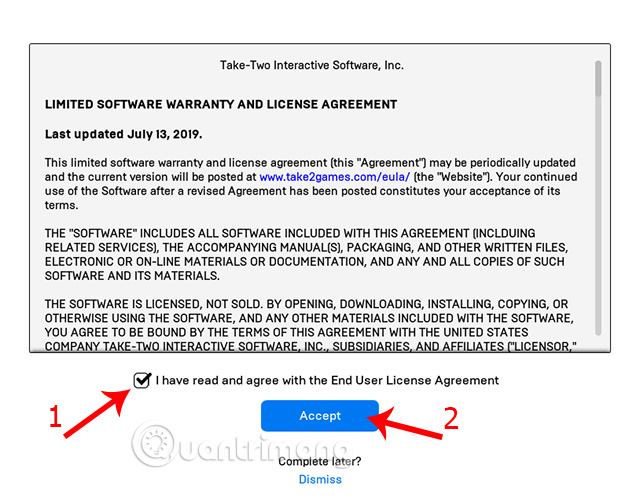 Tick đồng ý với điều khoản game, tiếp theo ấn Accept