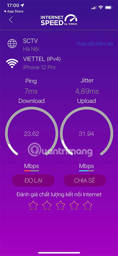 Kết quả đo trong ứng dụng i-SPEED