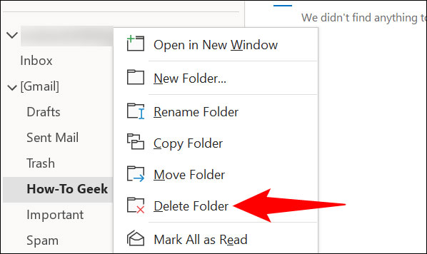 Chọn “Delete Folder”