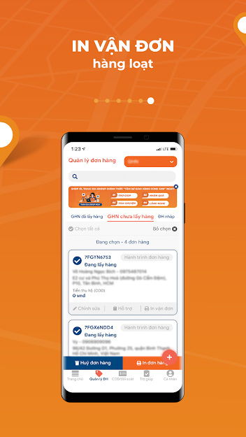 GHN Express in hóa đơn hàng loạt 