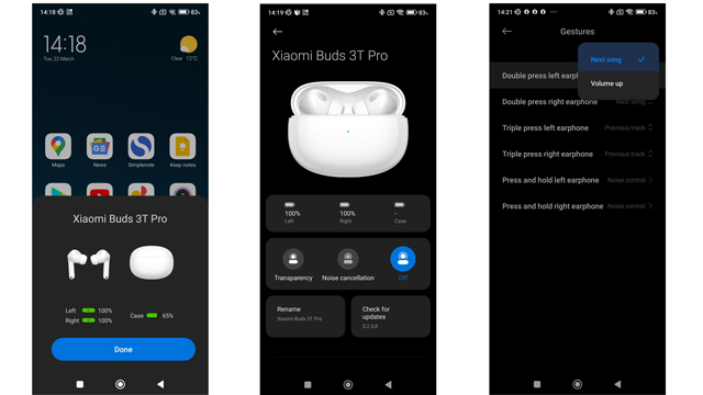 Xiaomi Buds 3T Pro có nhiều tính năng khác nhau như: gán lệnh cảm ứng, nâng cấp phần mềm, bật chế độ ANC...