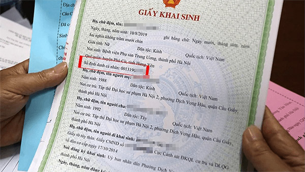 Xem mã định danh trong giấy khai sinh 