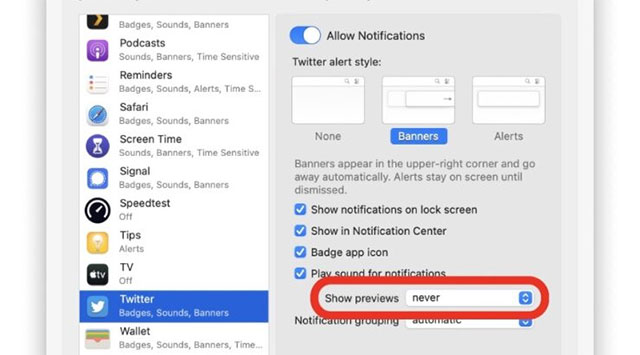 Đặt giá trị thành Never,