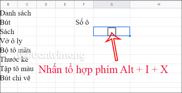 Chèn checkbox trong bảng Google Sheets